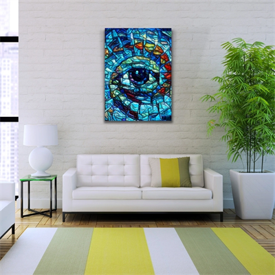 Soyut , Mavi Tonlarda Dekoratif Kanvas Tablo 50 x 70