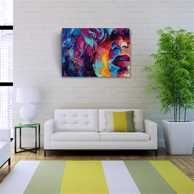 Soyut,  Renkli , Yağlıboya Dokulu Kanvas Tablo 50 x 70