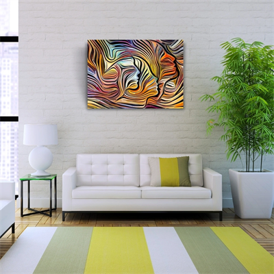 Soyut , Turuncu ve Mavi Tonlar Face Kanvas Tablo 50 x 70