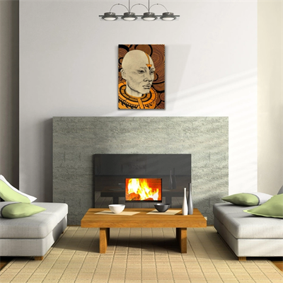 Soyut Erkek Portre Gri ve Turuncu Tonlarda Kanvas Tablo 50 x 70