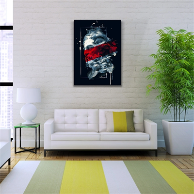 Soyut Siyah, Kırmızı ve Gri Tonlarda Heykel Figürü Kanvas Tablo 50 x 70