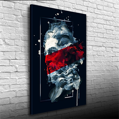 Soyut Siyah, Kırmızı ve Gri Tonlarda Heykel Figürü Kanvas Tablo 50 x 70