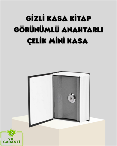 Sözlük Görünümlü Gizli Kitap Kasa – Anahtarlı Metal İç Kasa, Kompakt Boyut, Şık ve Güvenli Tasarım