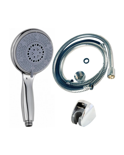 Spiral Hortumlu 4 Kademeli El Duşu Seti Duvar Askılı Banyo Duş Başlığı