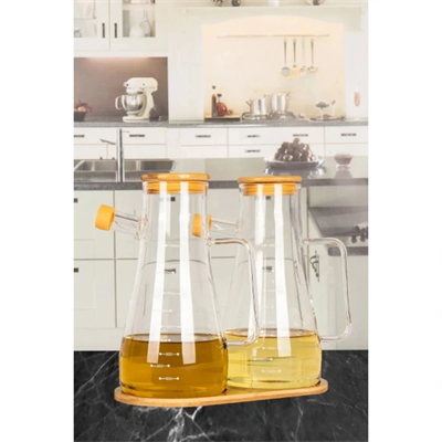 Standlı 2li Cam Yağdanlık