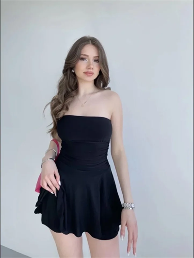 Straplez Mini Etek Görünümlü Şortlu Elbise Büzgülü Şık Yazlık - Siyah