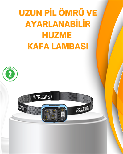 Su Geçirmez LED Kafa Lambası 53 Çalışma Modu Güç Ekranlı