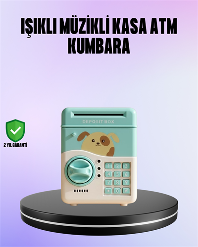 Su Yeşili Elektronik Şifreli ATM Tasarımlı Para Biriktirme Kumbarası