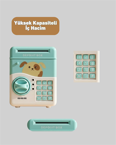 Su Yeşili Işıklı Sesli Elektronik Şifreli Çocuk Kumbarası