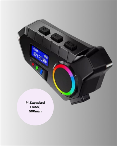 Suya Dayanıklı Bluetooth  İnterkom 5.4 Hoparlör 500mAh Batarya ve FM Radyo Özellikli
