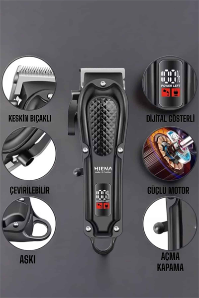 Suya Dayanıklı Tıraş Makinesi Keskin Bıçaklı Dijital Göstergeli Şarjlı