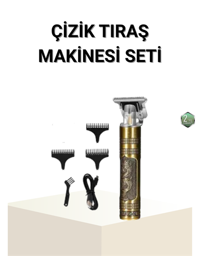 T Bıçaklı Profesyonel Çizik Tıraş Makinesi Seti – 120 Dakika Kullanım, Şarjlı & Kablolu