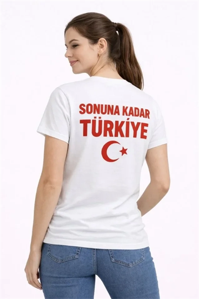 TÜRKİYE Ay Yıldız Baskılı Taraftar Forma T-Shirt - Beyaz