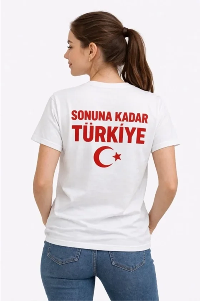 TÜRKİYE Ay Yıldız Baskılı Taraftar Forma T-Shirt - Beyaz