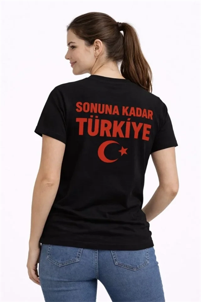 TÜRKİYE Ay Yıldız Baskılı Taraftar Forma T-Shirt - Siyah