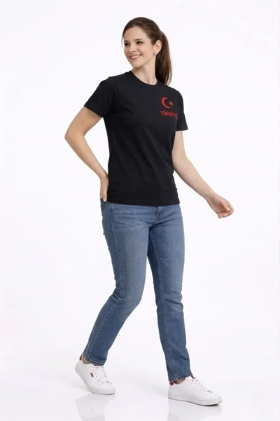 TÜRKİYE Ay Yıldız Baskılı Taraftar Forma T-Shirt - Siyah