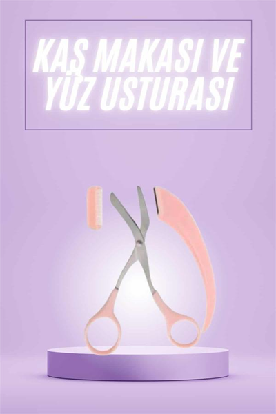 Taraklı Kaş Makası ve Ustura Seti Kaş Düzeltme Makası Kaş Bıyık Alma Aleti