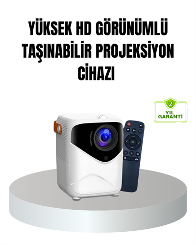 Taşınabilir 1080P HD Akıllı Projektör – 64GB Dahili Hafıza, 2GB RAM, Uzaktan Kumandalı