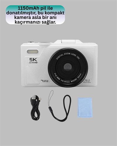 Taşınabilir 5K UHD Fotoğraf ve Video Kamera Otofokus WiFi