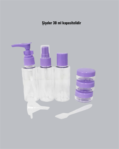 Taşınabilir 5’li Seyahat Banyo Seti Şampuanlık Sprey Krem Kutusu