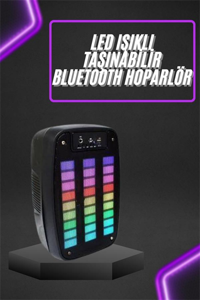 Taşınabilir 6.5 inç LED Bluetooth Kareoke Hoparlör RGB Işıklı Radyolu