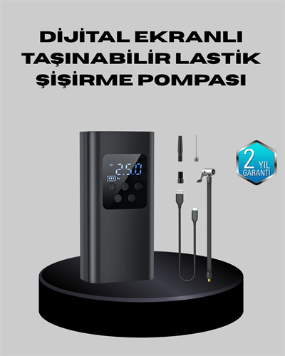 Taşınabilir 80W Kablosuz Lastik Şişirme Pompası Dijital Ekranlı
