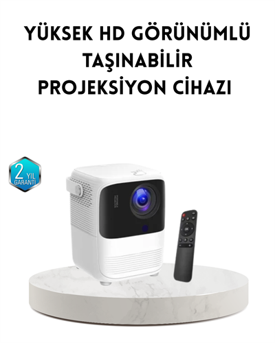 Taşınabilir Akıllı 1080P Projektör – 64GB Hafıza, 2GB RAM, Full HD Görüntü, Kumandalı