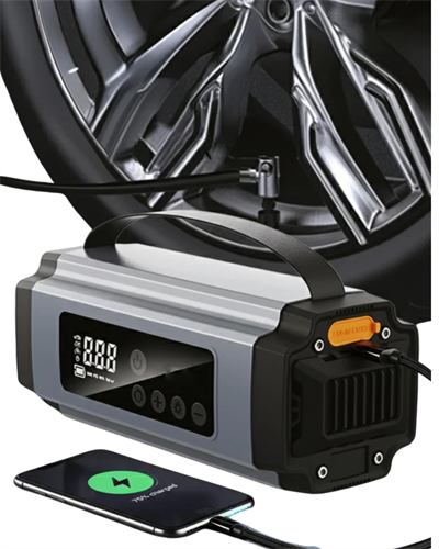 Taşınabilir Akü Takviye Cihazı Dijital Hava Kompresörü Powerbank ve LED Fener Bir Arada