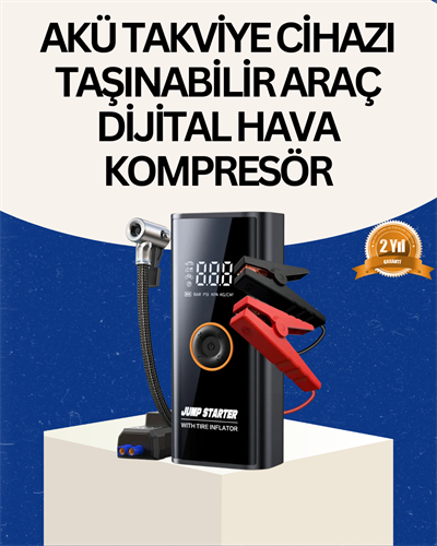 Taşınabilir Akü Takviye ve Akıllı Lastik Şişirme Pompası