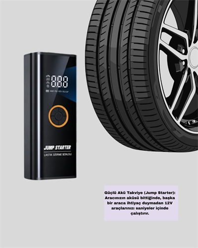 Taşınabilir Akü Takviye ve Akıllı Lastik Şişirme Pompası