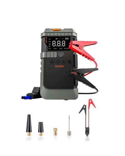 Taşınabilir Araç Çalıştırma Jump Starter Hava Pompası Dijital Basınç Göstergeli Güç Bankası