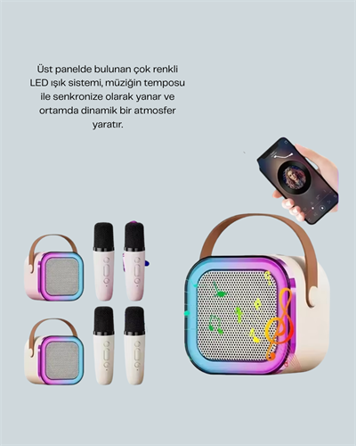 Taşınabilir Bluetooth Karaoke Hoparlör – 2400 mAh Batarya