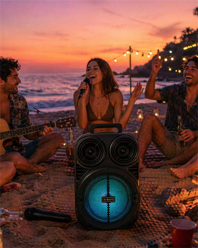 Taşınabilir Bluetooth Speaker Mikrofonlu Karaoke Hoparlör RGB Işıklı 6.5 İnç Güçlü Ses
