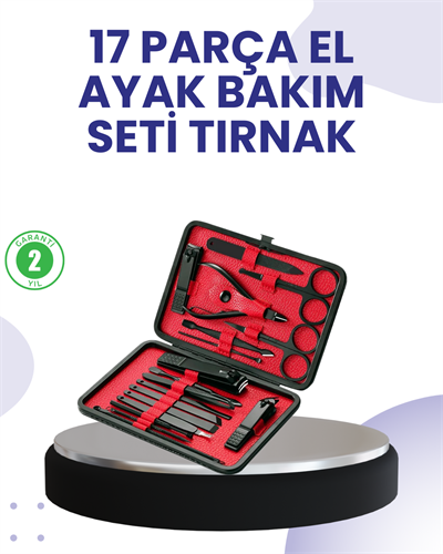 Taşınabilir Deri Kutulu 17 Parça Manikür Seti
