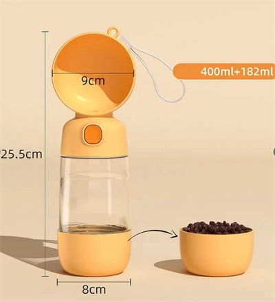 Taşınabilir Evcil Hayvan Mama Hazneli Su Matarası