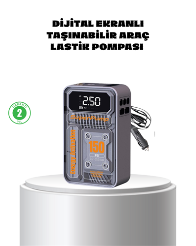 Taşınabilir Kablosuz Hava Pompası – 150 PSI Güçlü Basınç ve 6000mAh Şarjlı