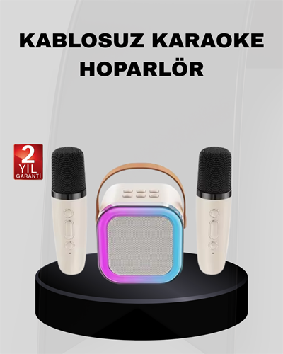 Taşınabilir Karaoke Hoparlör Bluetooth 5.0 ve Çift Mikrofonlu