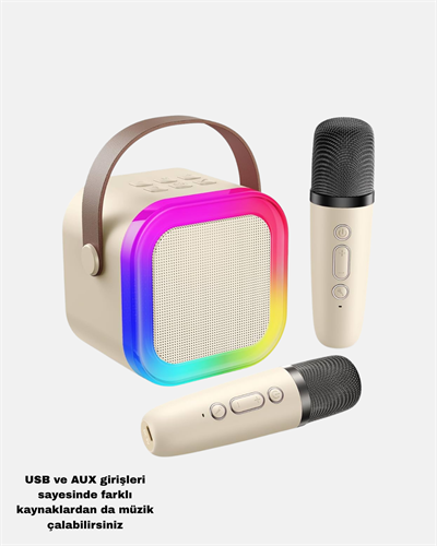 Taşınabilir Karaoke Hoparlör Bluetooth 5.0 ve Çift Mikrofonlu