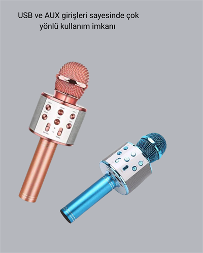Taşınabilir Karaoke Mikrofon – Bluetooth, USB ve AUX Girişli