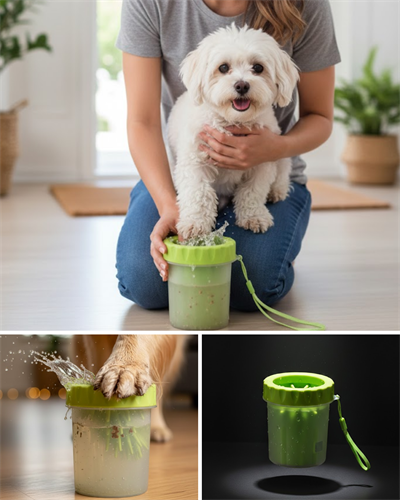 Taşınabilir Köpek Ayak Temizleme Aparatı Silikon Fırçalı