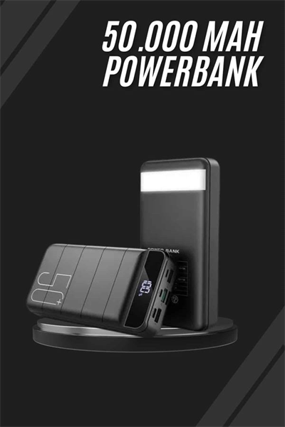 Taşınabilir Powerbank 50.000 mAh 4 Girişli Hızlı Şarj Led Göstergeli Fenerli Şarj