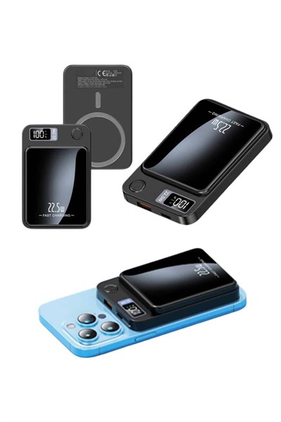 Taşınabilir Şarj Magsafe Powerbank 10.000 mAh Hızlı Şarj Led Göstergeli Kablosuz