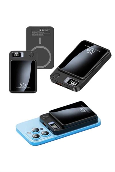 Taşınabilir Şarj Magsafe Powerbank 10.000 mAh Hızlı Şarj Led Göstergeli Kablosuz