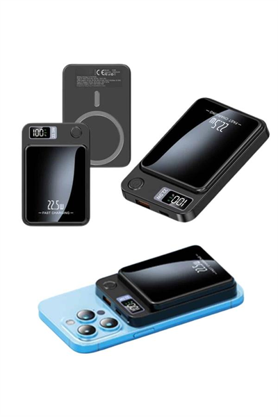 Taşınabilir Şarj Magsafe Powerbank 10.000 mAh Hızlı Şarj Led Göstergeli Kablosuz