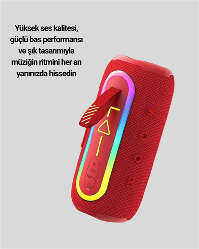 Taşınabilir Şarjlı Bluetooth Hoparlör Güçlü Bas