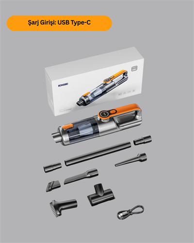 Taşınabilir Şarjlı El Süpürgesi Çok Yönlü Temizlik 5 Başlıklı Numaratör Hediyeli