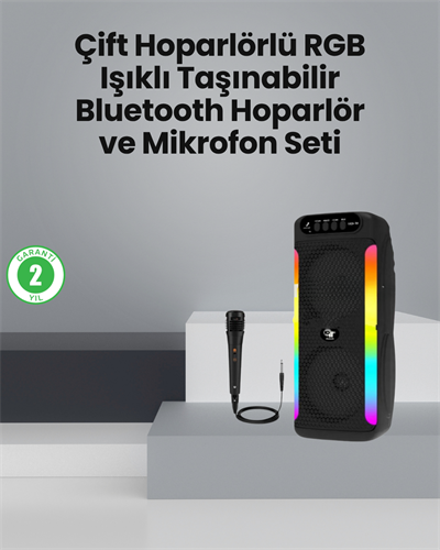 Taşınabilir Şarjlı Hoparlör USB, SD Kart, AUX Girişli