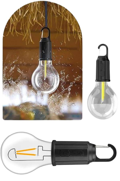 Taşınabilir Şarjlı Led Ampul Askılı Lamba Kamp Bahçe Lambası