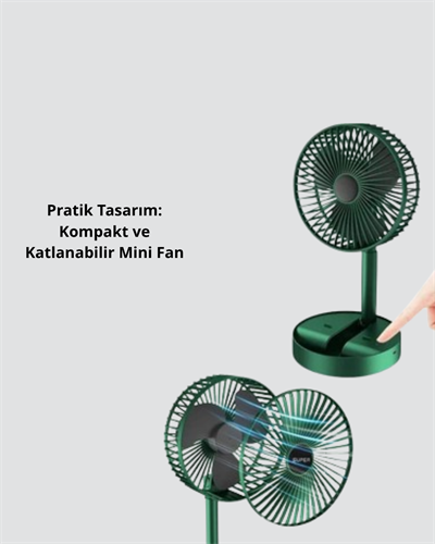 Taşınabilir Şarjlı Mini Fan – Katlanabilir Gövde, 3 Hız Kademesi