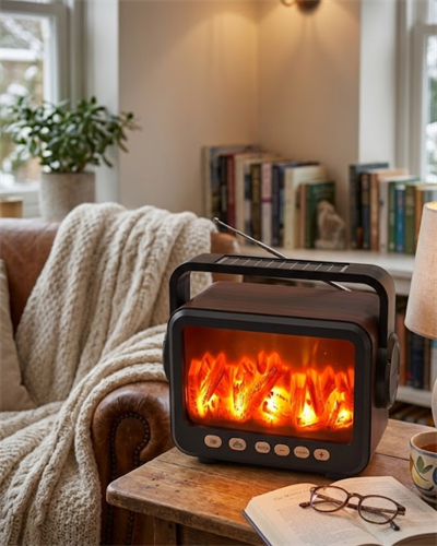 Taşınabilir Şömine Efektli Bluetooth Hoparlör LED Işıklı Radyo